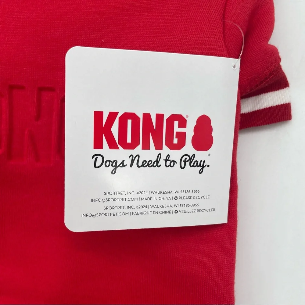 Dog KONG OuterWear Size XS Trim striped Fleece pull over‎ Hoodie Red & White